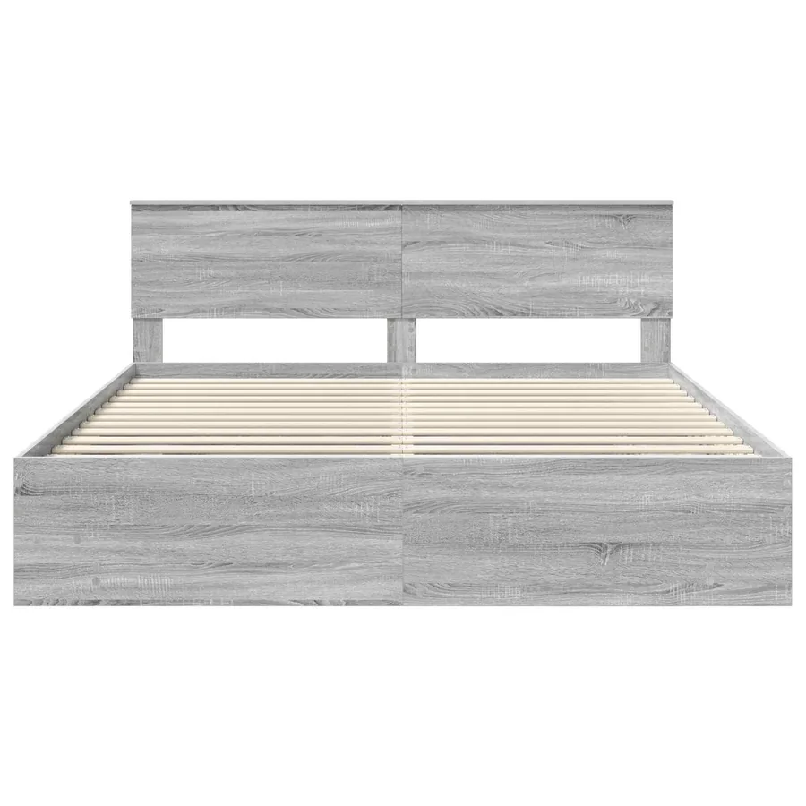 Cadre de lit Gris Sonoma 200 x 200 cm Bois d'ingénierie - 7