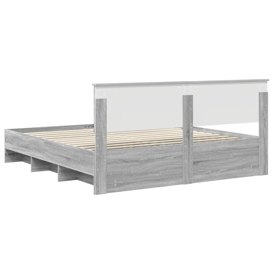 Cadre de lit Gris Sonoma 200 x 200 cm Bois d'ingénierie - 9