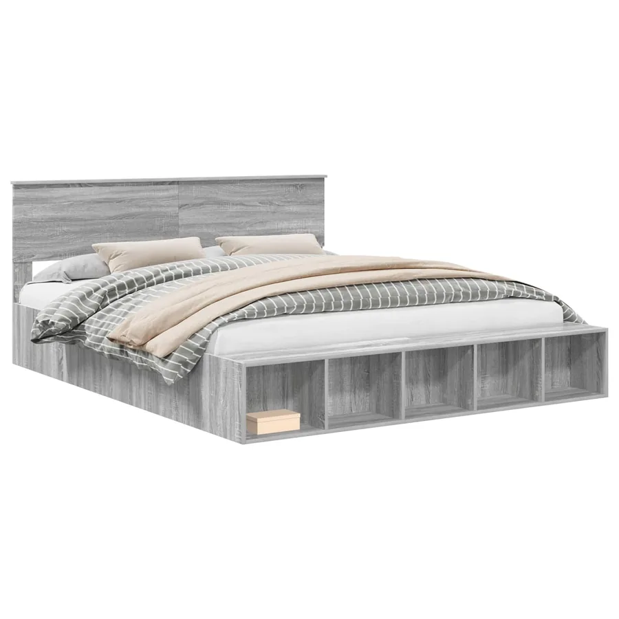 Cadre de lit Gris Sonoma 200 x 200 cm Bois d'ingénierie - 2