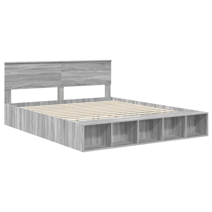 Cadre de lit Gris Sonoma 200 x 200 cm Bois d'ingénierie - 4