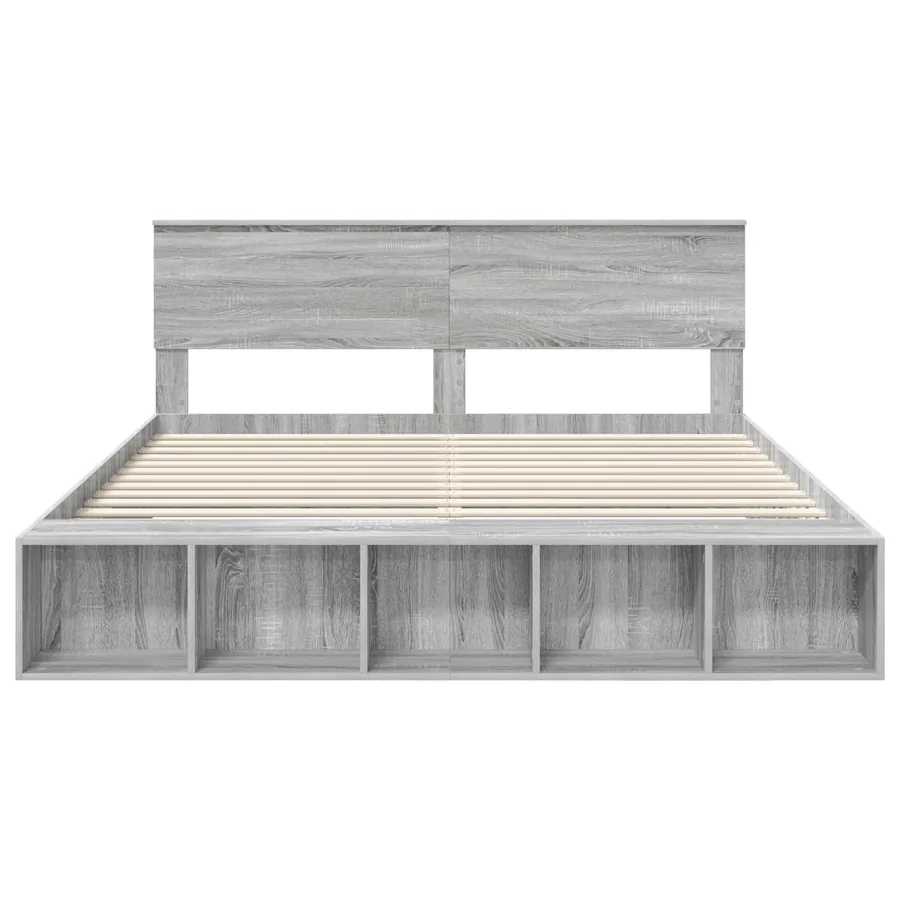 Cadre de lit Gris Sonoma 200 x 200 cm Bois d'ingénierie - 7