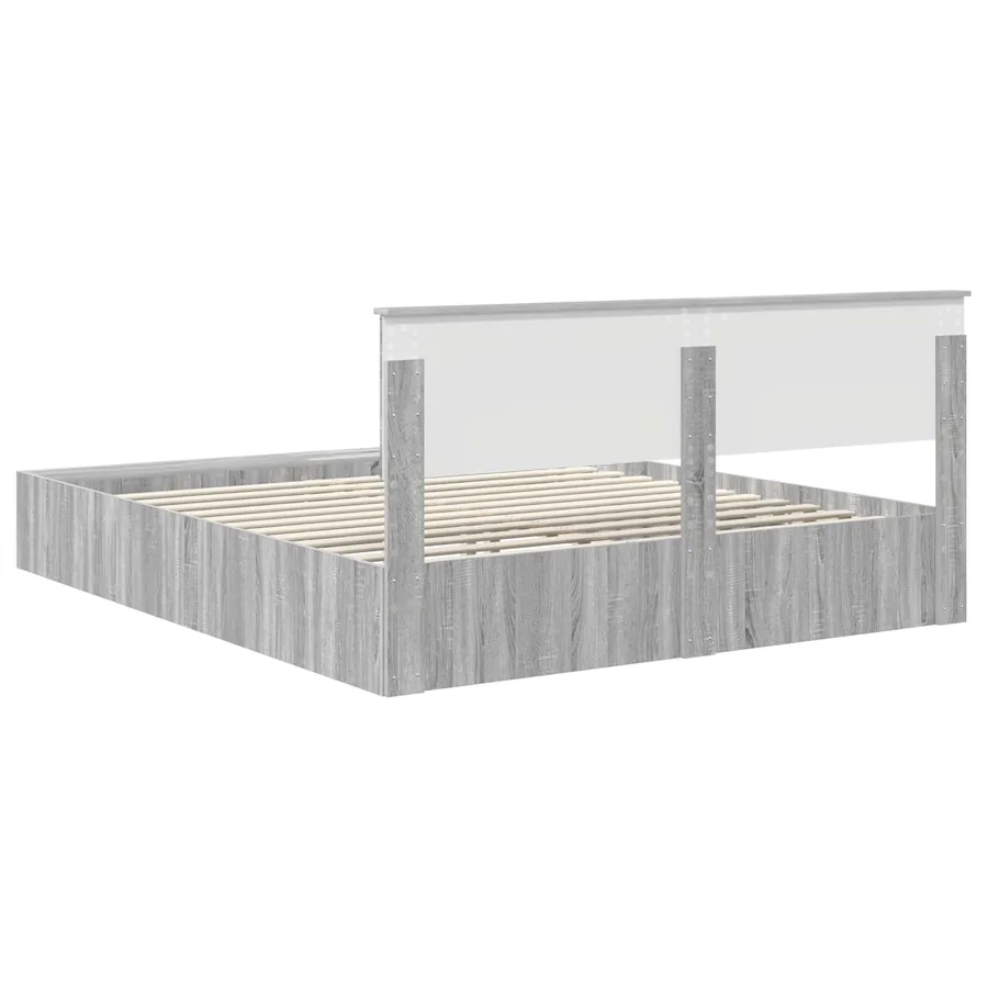 Cadre de lit Gris Sonoma 200 x 200 cm Bois d'ingénierie - 9