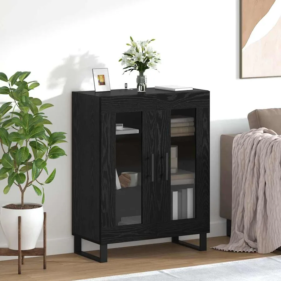 Buffet Chêne noir 69,5 x 34 x 90 cm Bois d'ingénierie
