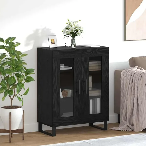 Buffet Chêne noir 69,5 x 34 x 90 cm Bois d'ingénierie