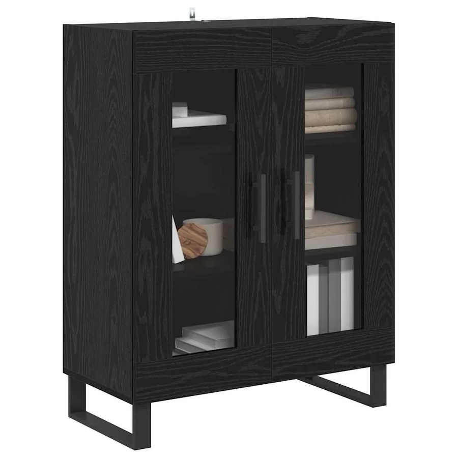 Buffet Chêne noir 69,5 x 34 x 90 cm Bois d'ingénierie - 3