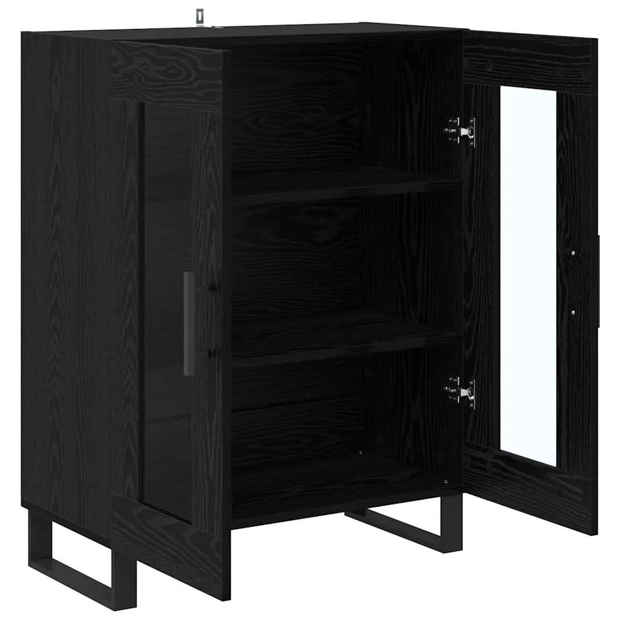 Buffet Chêne noir 69,5 x 34 x 90 cm Bois d'ingénierie - 5