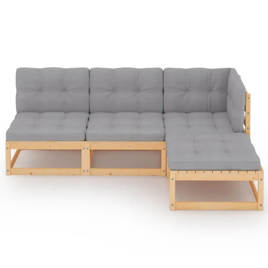 Salon de jardin 4 pcs avec coussins Bois de pin massif - 3