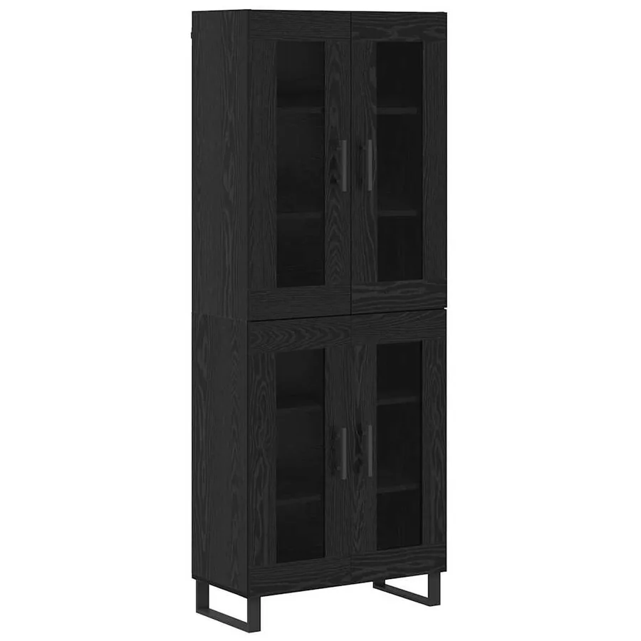 Haut Armoire 2 pcs Chêne noir Bois Aggloméré et Verre - 2