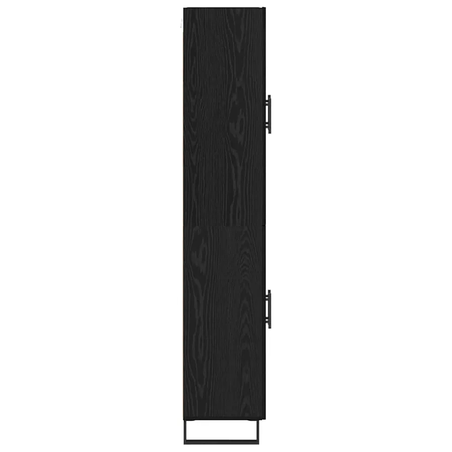 Haut Armoire 2 pcs Chêne noir Bois Aggloméré et Verre - 9