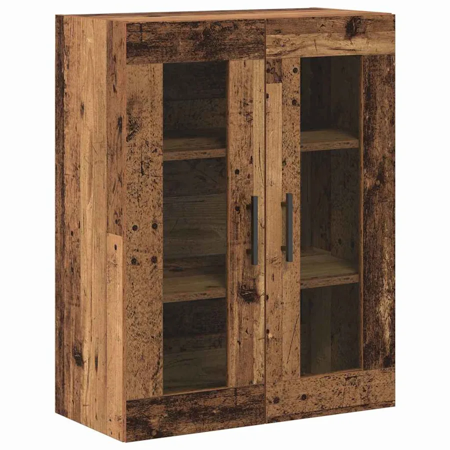 Haut Armoire 2 pcs Bois Ancien Bois Aggloméré et Verre - 5