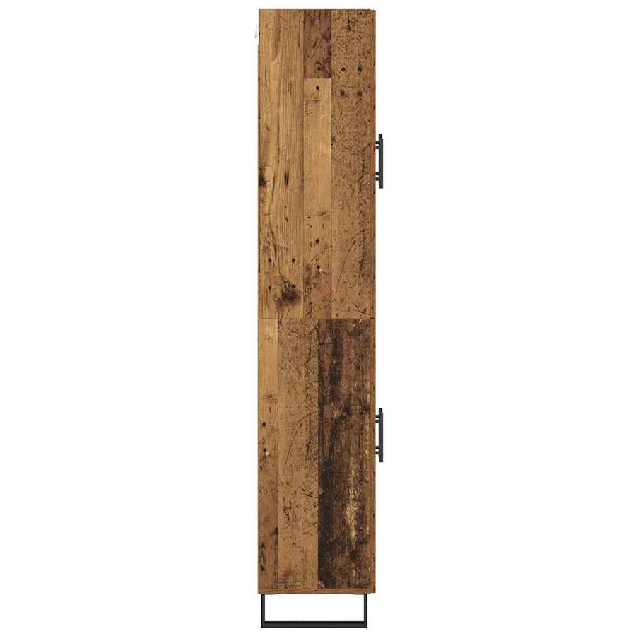 Haut Armoire 2 pcs Bois Ancien Bois Aggloméré et Verre - 9