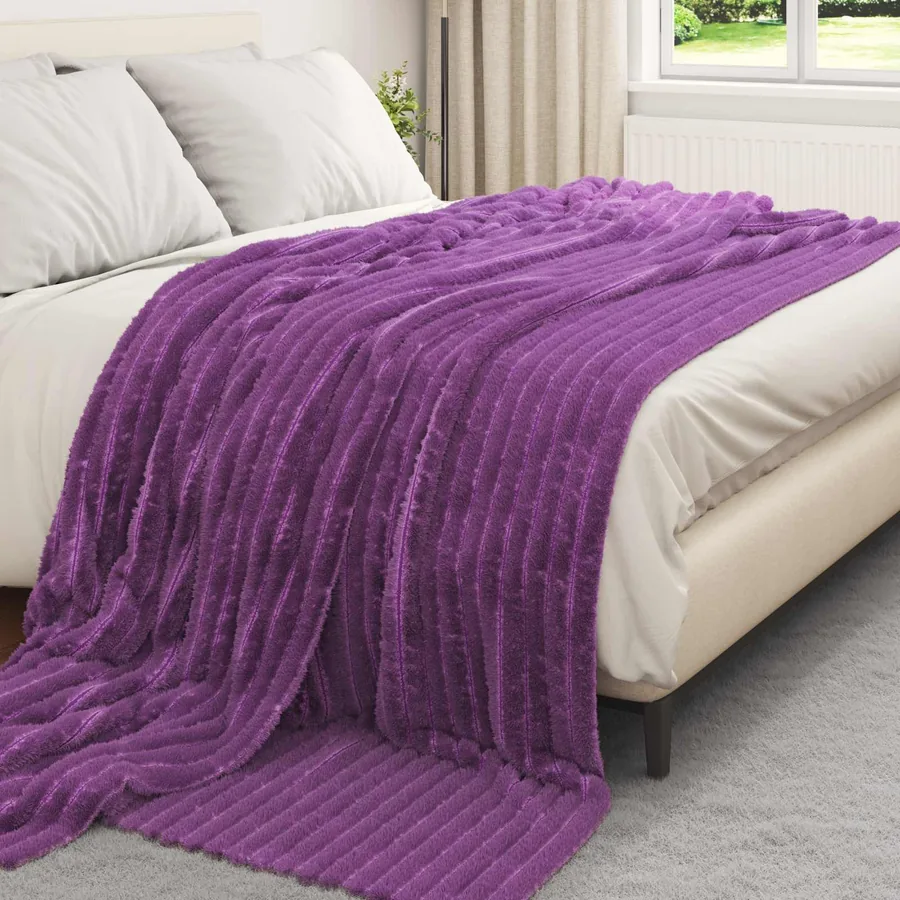 Couvertures à jeter 6 pcs Violet 240 x 220 cm Toison - 3