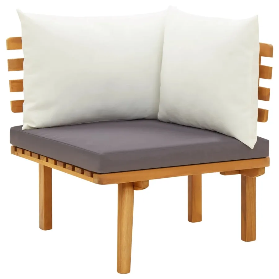Salon de jardin 6 pcs avec coussins Bois d'acacia solide - 6