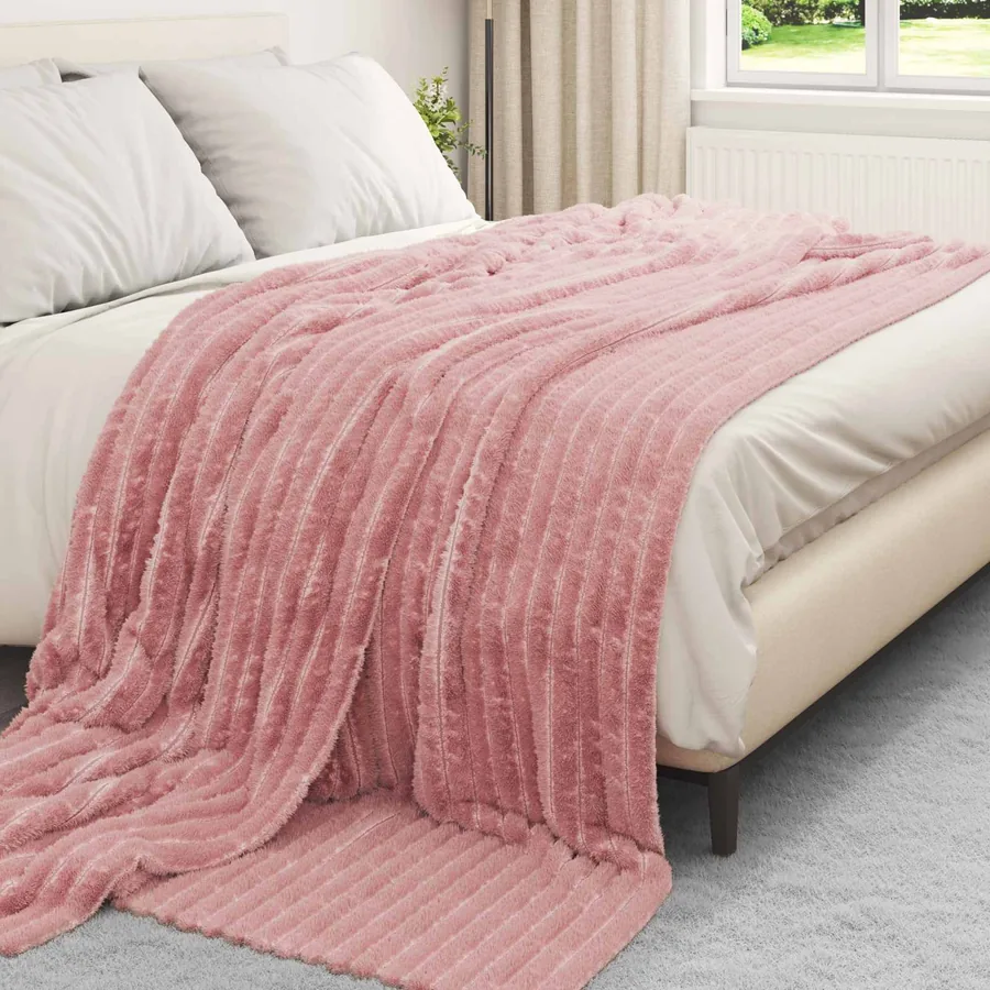Couvertures à jeter 6 pcs Rose 270 x 240 cm Toison - 3