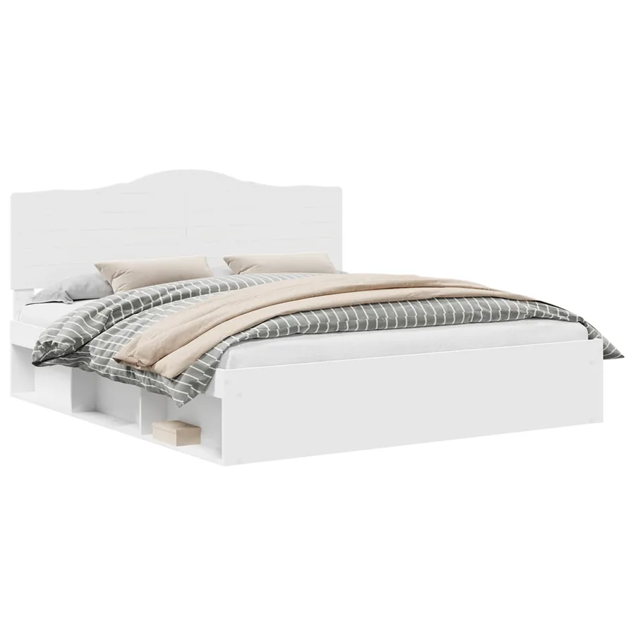 Cadre de lit avec tête de lit Blanc 180 x 200 cm Pin massif - 2