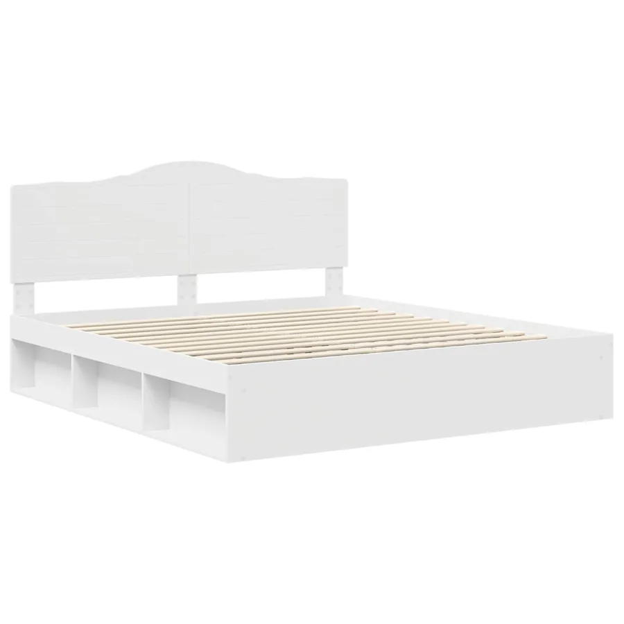 Cadre de lit avec tête de lit Blanc 180 x 200 cm Pin massif - 4