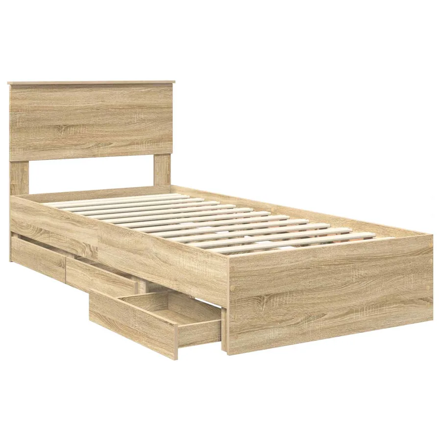 Cadre de lit Chêne Sonoma 90 x 200 cm Bois Ingénierie - 5