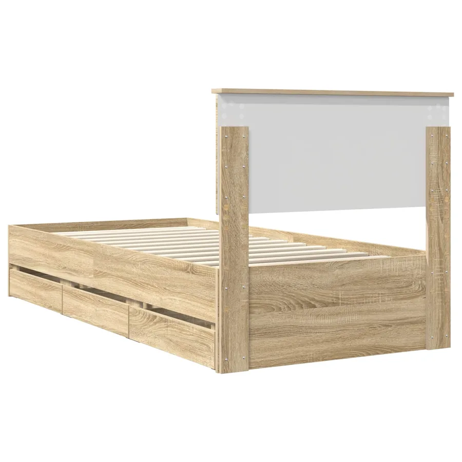 Cadre de lit Chêne Sonoma 90 x 200 cm Bois Ingénierie - 8