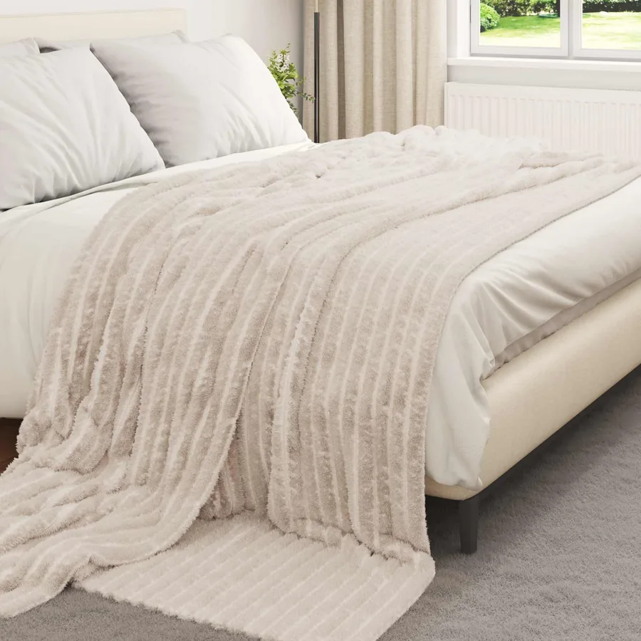 Couvertures à jeter 6 pcs Beige 240 x 220 cm Toison - 3