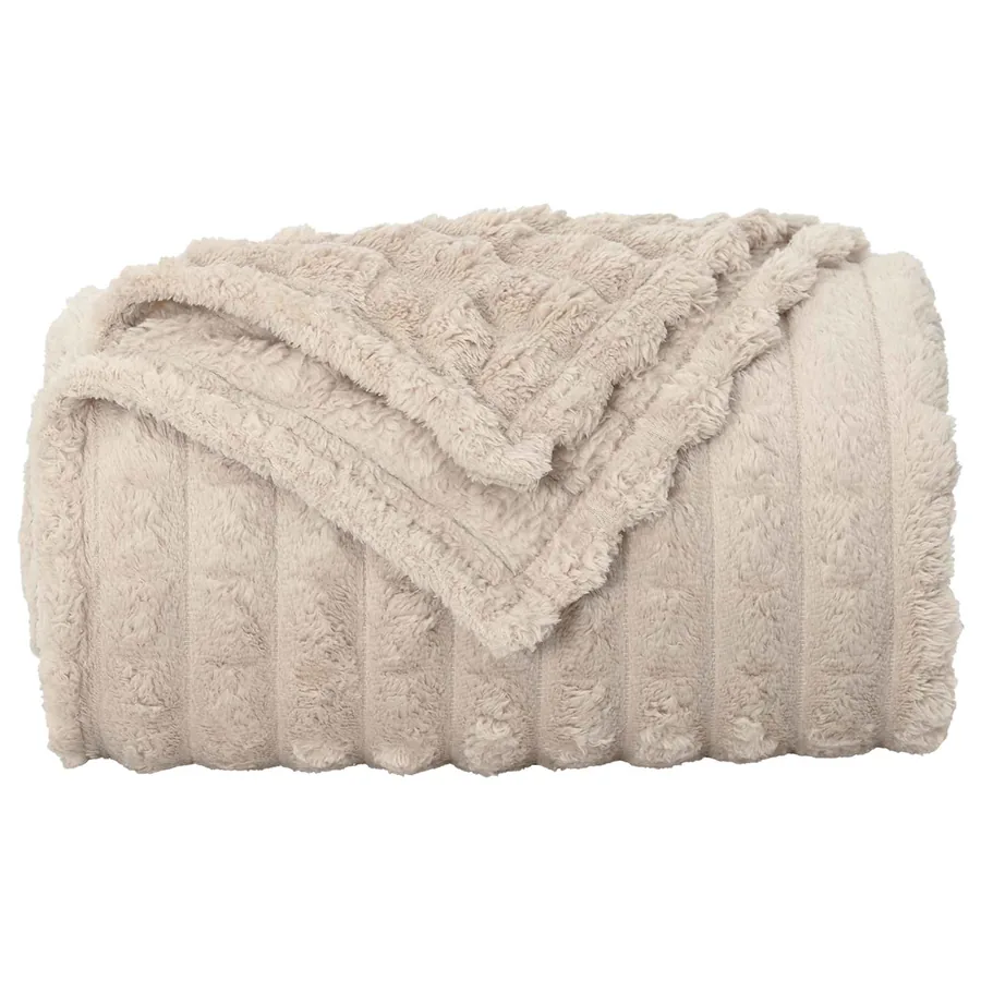 Couvertures à jeter 6 pcs Beige 240 x 220 cm Toison - 5