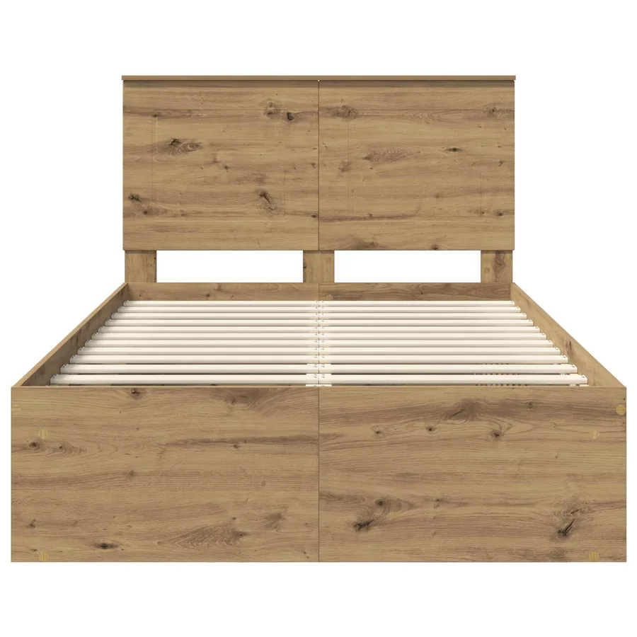 Cadre de lit Chêne artisan 120 x 190 cm Bois de pin massif - 7