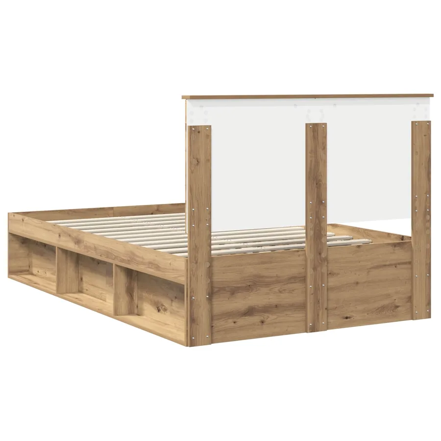 Cadre de lit Chêne artisan 120 x 190 cm Bois de pin massif - 9