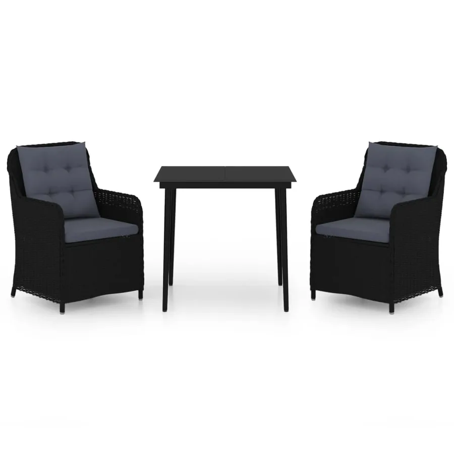 Ensemble à manger de jardin 3 pcs Noir - 2