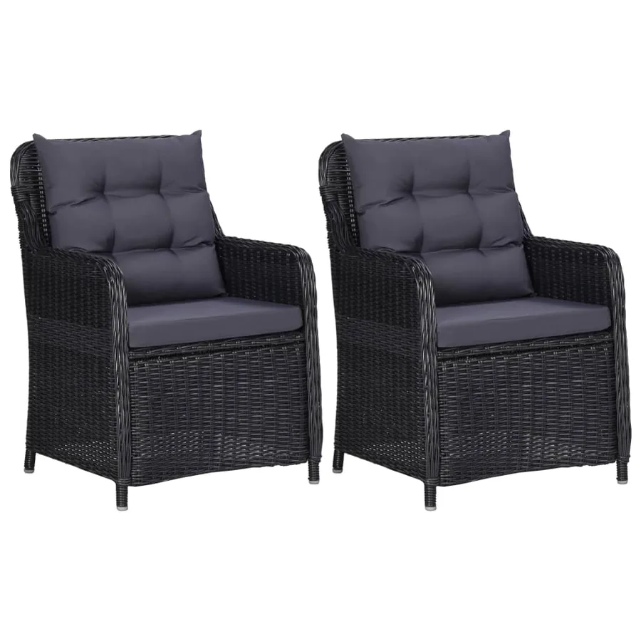 Ensemble à manger de jardin 3 pcs Noir - 3