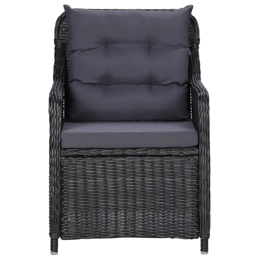 Ensemble à manger de jardin 3 pcs Noir - 4