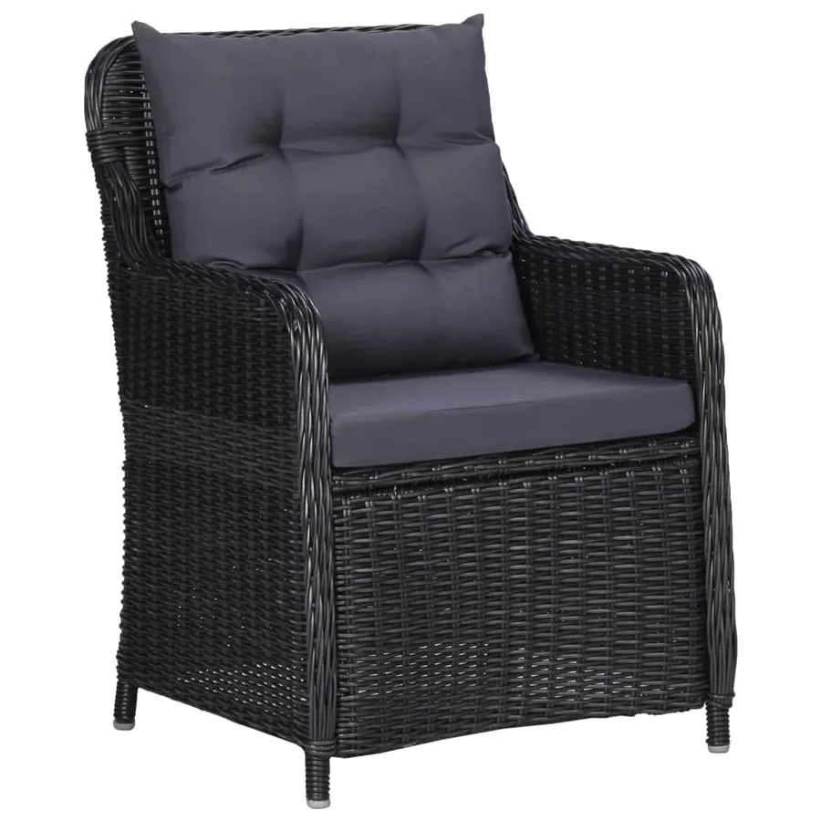 Ensemble à manger de jardin 3 pcs Noir - 5