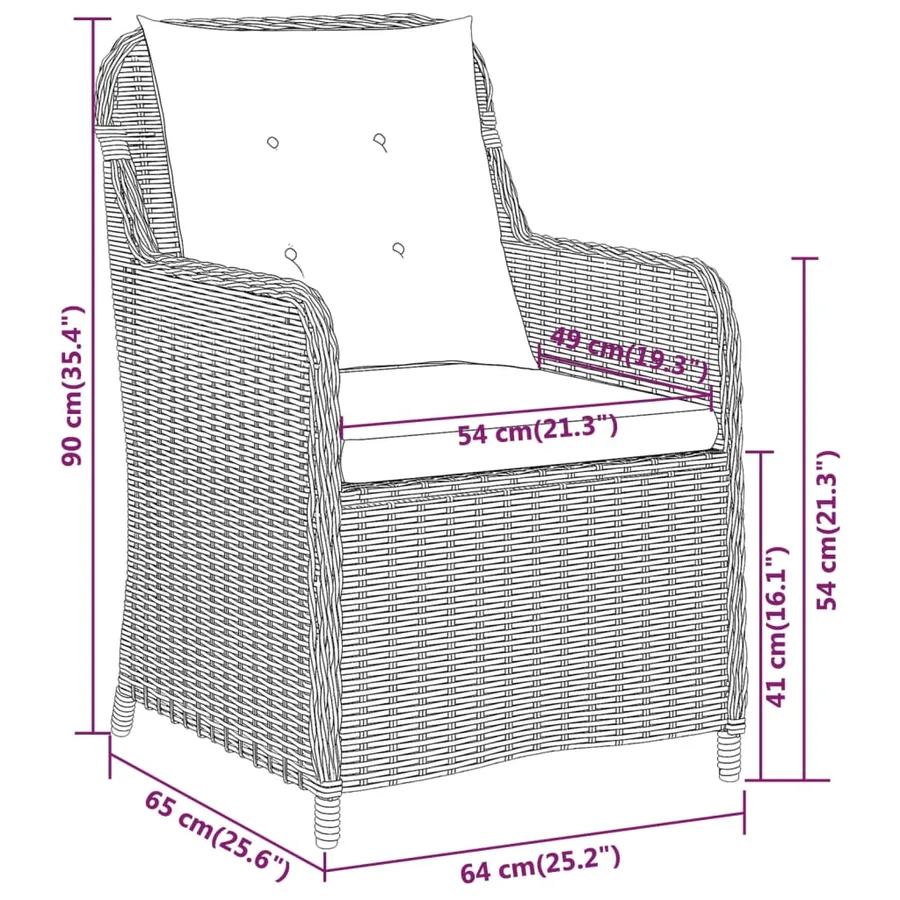 Ensemble à manger de jardin 3 pcs Noir - 8