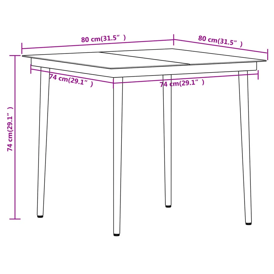 Ensemble à manger de jardin 3 pcs Noir - 9