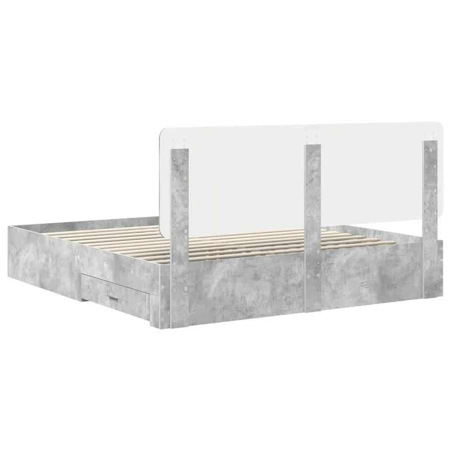 Cadre de lit Gris béton 180 x 200 cm Bois d'ingénierie - 10