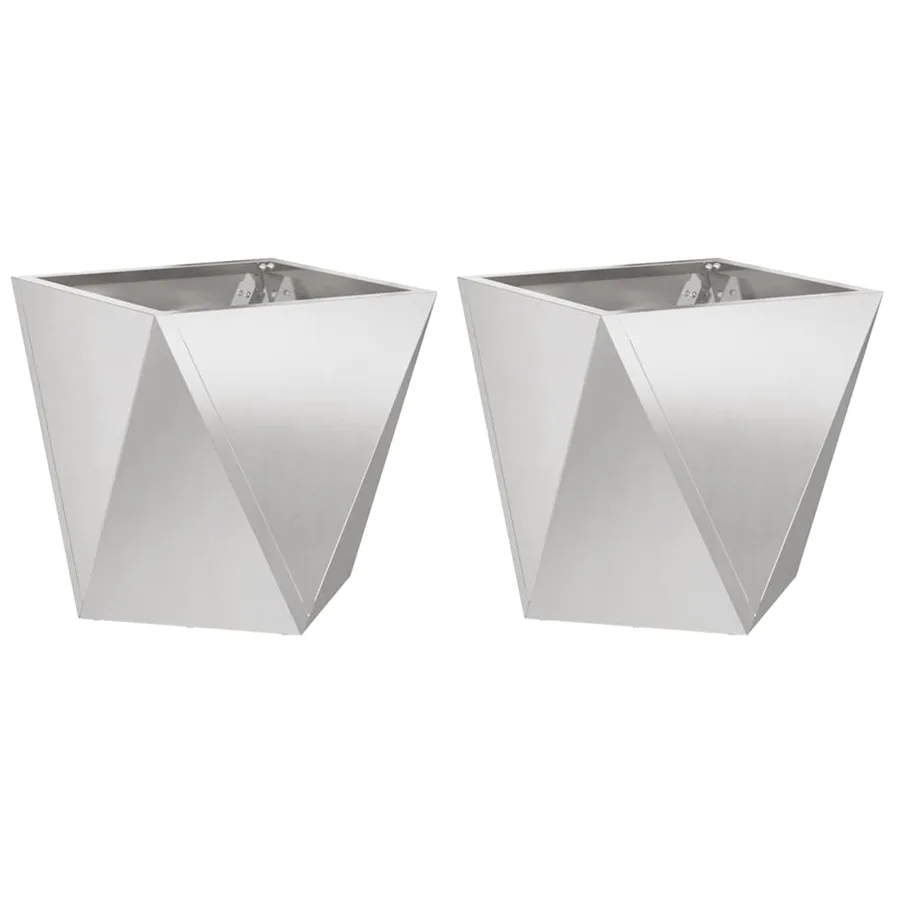 Jardinière 2 pc Argent 40 x 40 x 40 cm Acier inoxydable - 2