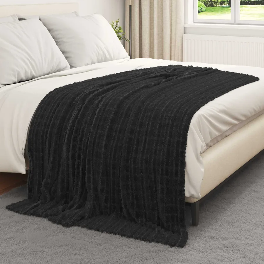 Couvertures à jeter 6 pcs Noir 200 x 150 cm Toison - 3