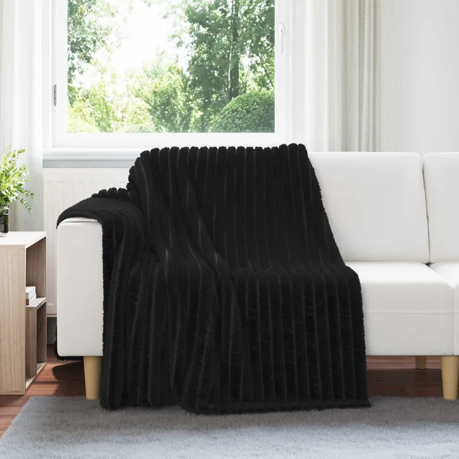 Couvertures à jeter 6 pcs Noir 200 x 150 cm Toison
