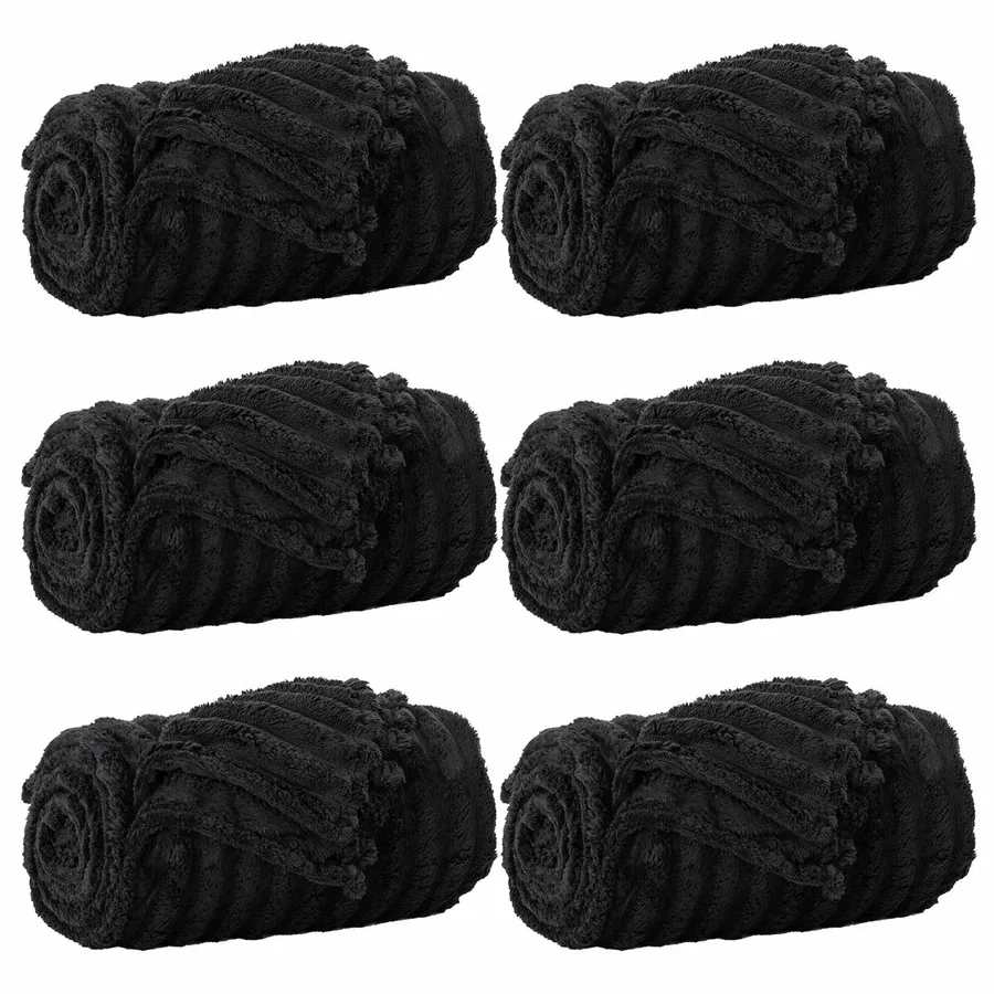 Couvertures à jeter 6 pcs Noir 200 x 150 cm Toison - 2