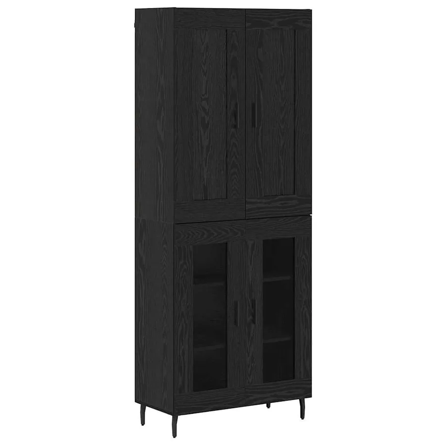 Haut Armoire 2 pcs Chêne noir Bois d'ingénierie - 2