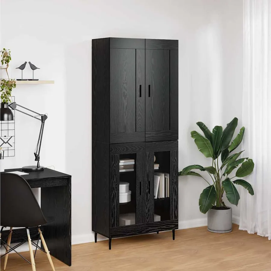 Haut Armoire 2 pcs Chêne noir Bois d'ingénierie - 4