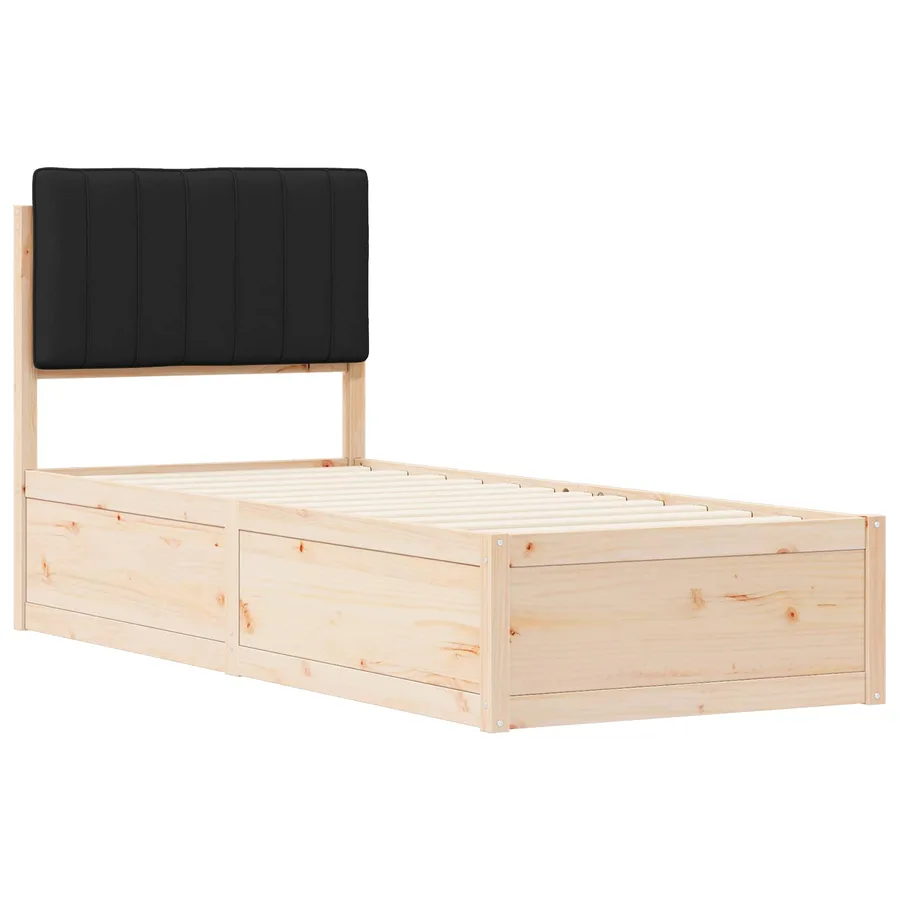 Cadre de lit avec tête de lit rembourrée Noir 75 x 190 cm - 4