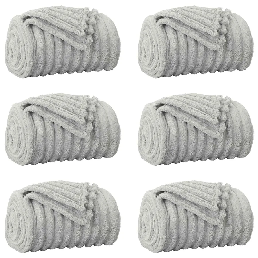 Couvertures à jeter 6 pcs Gris 200 x 150 cm Toison - 2