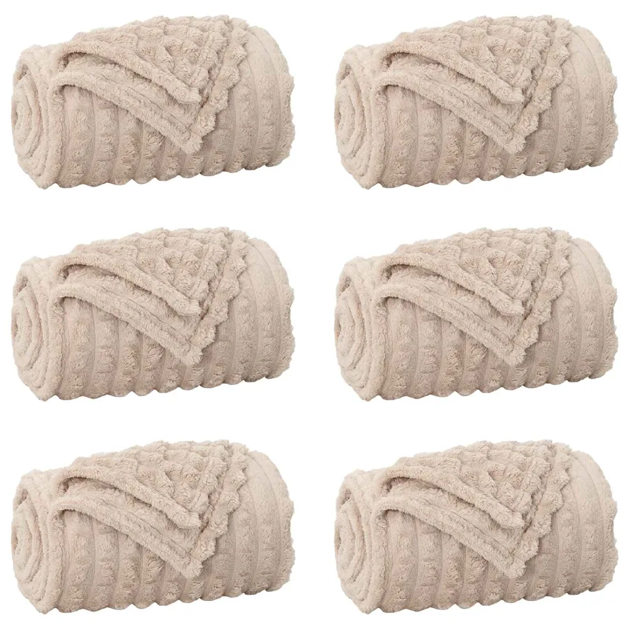 Couvertures à jeter 6 pcs Beige 150 x 130 cm Toison - 2