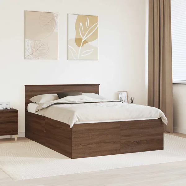 Cadre de lit Chêne brun 150 x 200 cm Bois d'ingénierie