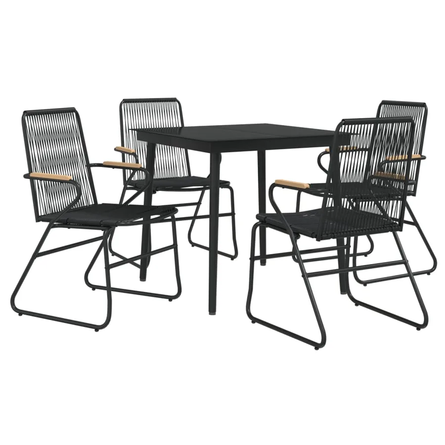 Ensemble à manger de jardin 5 pcs Noir Rotin PVC - 3