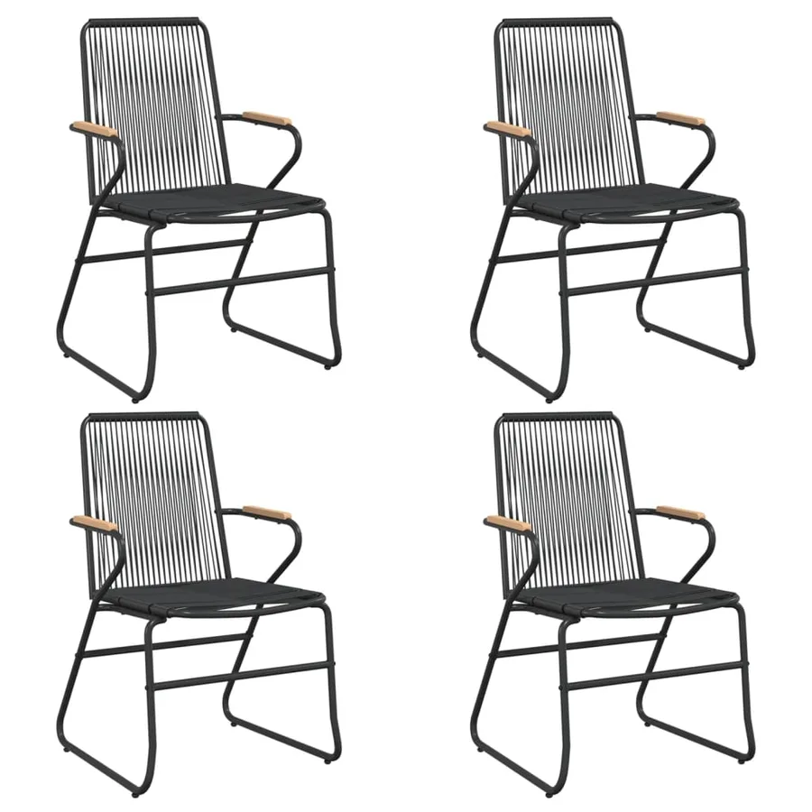 Ensemble à manger de jardin 5 pcs Noir Rotin PVC - 4