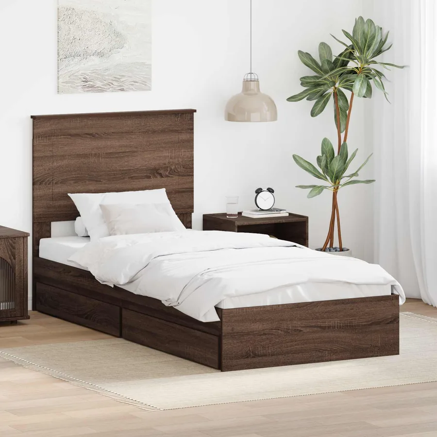 Lit de Rangement Chêne brun 75 x 190 cm Bois d'ingénierie