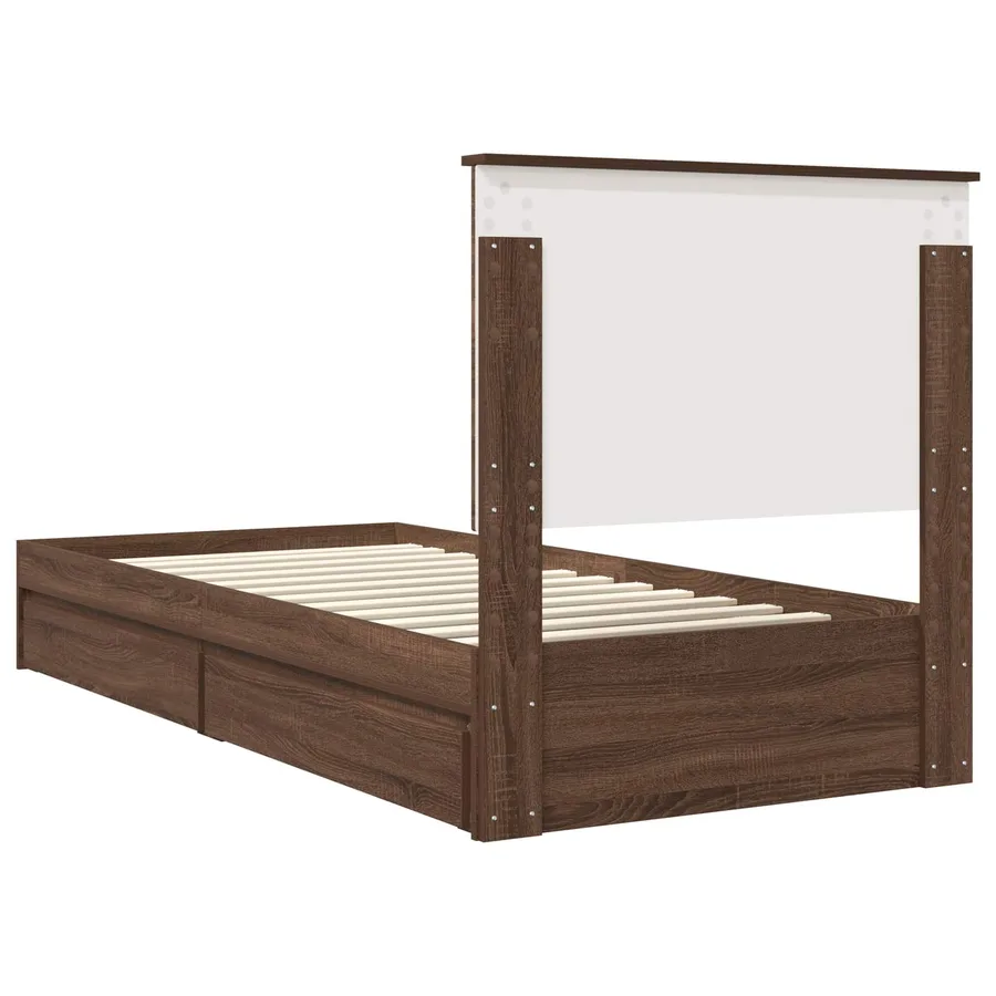 Lit de Rangement Chêne brun 75 x 190 cm Bois d'ingénierie - 10