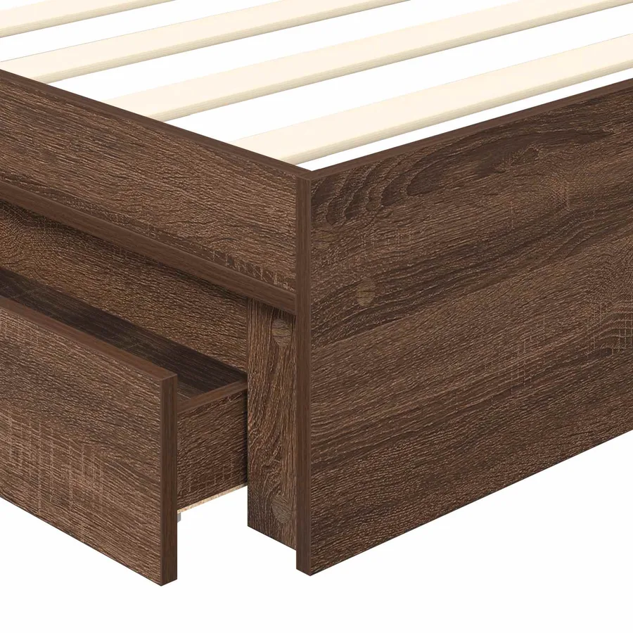 Lit de Rangement Chêne brun 75 x 190 cm Bois d'ingénierie - 11