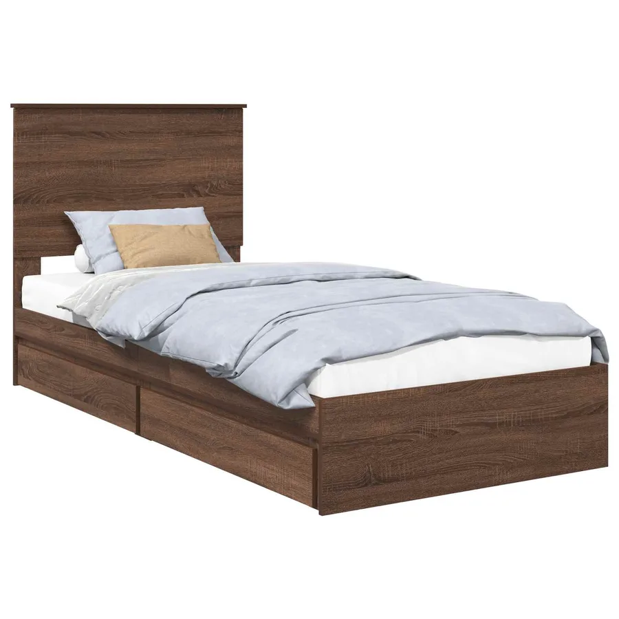 Lit de Rangement Chêne brun 75 x 190 cm Bois d'ingénierie - 2