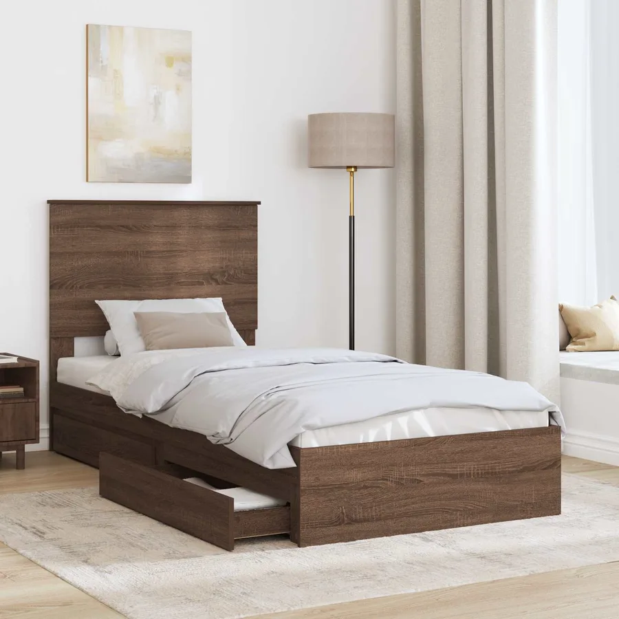 Lit de Rangement Chêne brun 75 x 190 cm Bois d'ingénierie - 3